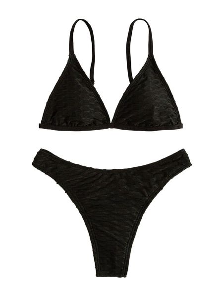 

solid triangle bikini swimsuit j3ed#, White;black