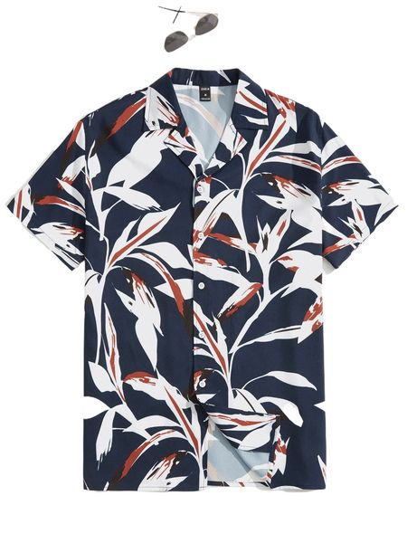 

men plant print shirt 15y4#, White;black