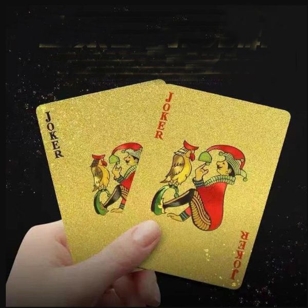 Reutilizável 24k Cartão de poker de ouro chapeado jogando plástico pokers impermeável de alta qualidade local PVC mágica jogando cartas coleção 8 estilo