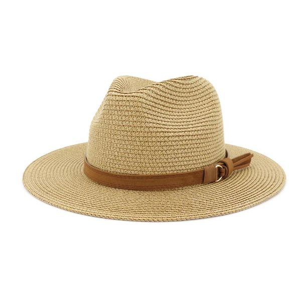 Wide Bim Hats Jazz Strohhut Frauen Party Bowler Cap Outdoor Männer Strand Sonnenschutz Sonnenschild Big Fedora mit gürtelweit