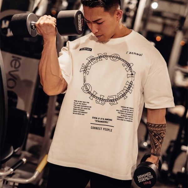 

mens casual streetwear fashion short sleeve tshirt jogger fitness workout mens sportswear cotton tshirt 220617, White;black