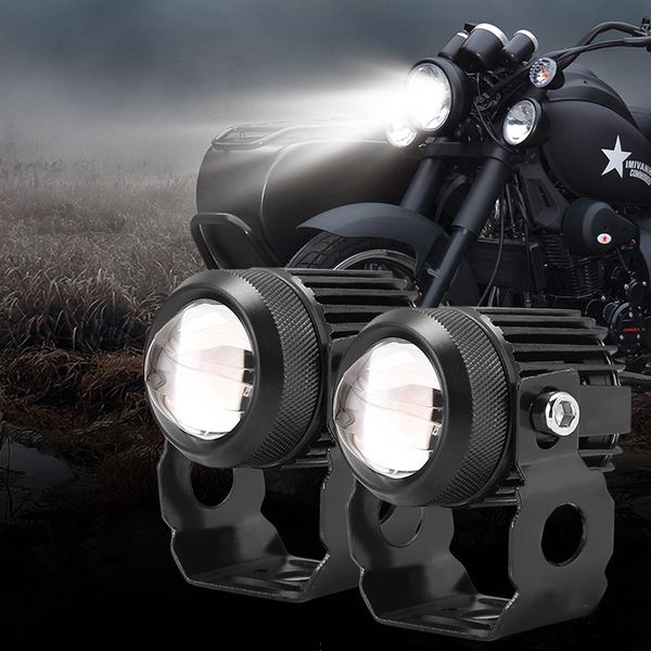 Faro per moto Faro Mini Lente Piccola luce di guida Faro Hi/lo Bianco Giallo Led Moto Moto Nebbia Faro per auto