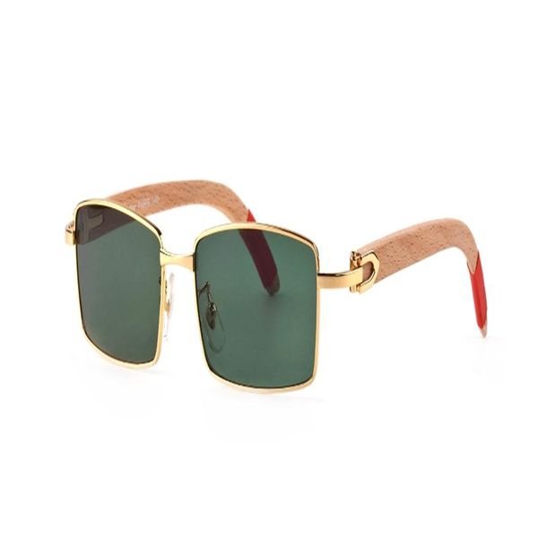 

luxary- oversized sunglasses france brand full frame rectangle metal designer sun glasses men women hinge wood eyeglasses lune225k, White;black