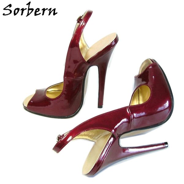 

sorbern vintage 1950s slingback sandals open toe summer shoe 16cm high heels shoe crossdresser sissy boy alternative fashion, Black