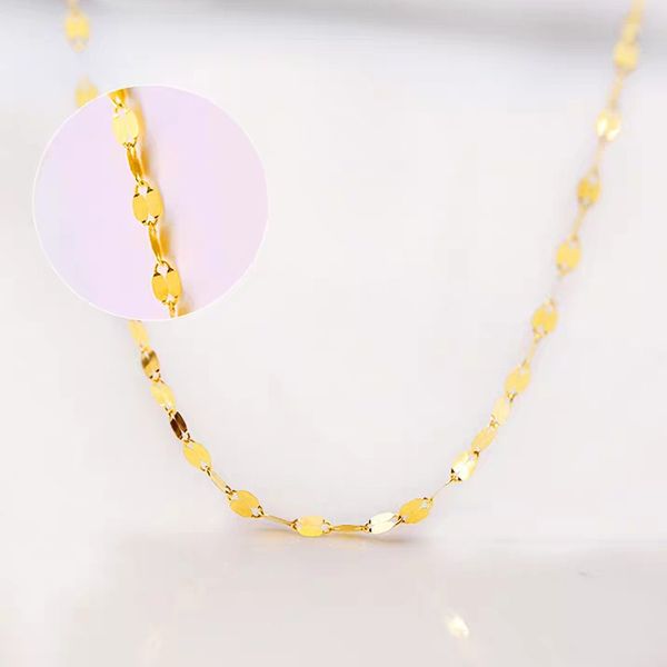 YUNLI Echt 18K Gold Schmuck Halskette Einfache Fliesen Kette Design Reine AU750 Anhänger für Frauen Feines Geschenk 220722