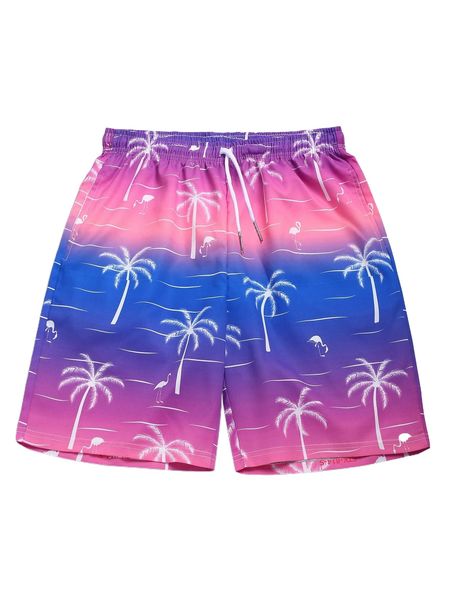 

romwe guys ombre tropical print shorts o2bc#, White;black