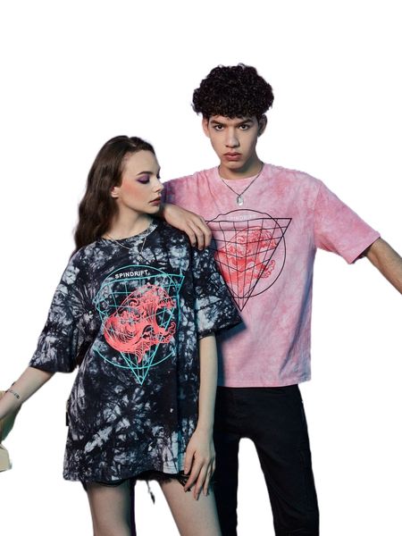 

romwe tie dye wave print tee r7zv#, White;black