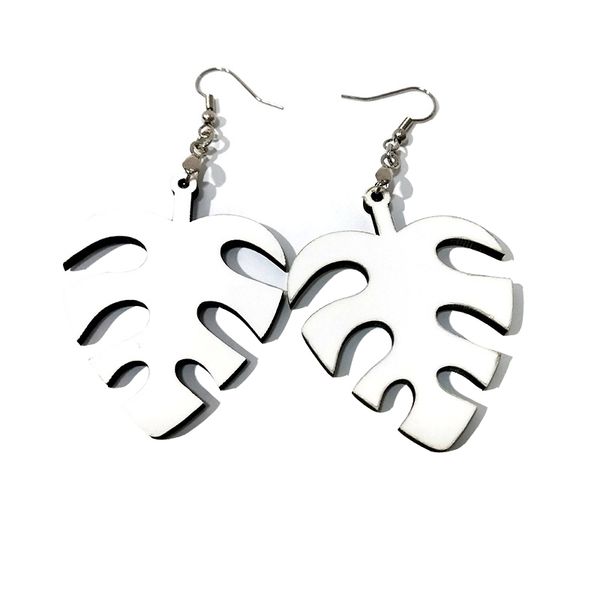 

sublimation blank earrings heat transfer printing wire hooks banana leaf unfinished wooden dangle earrings pendant w/ earring blanks for diy