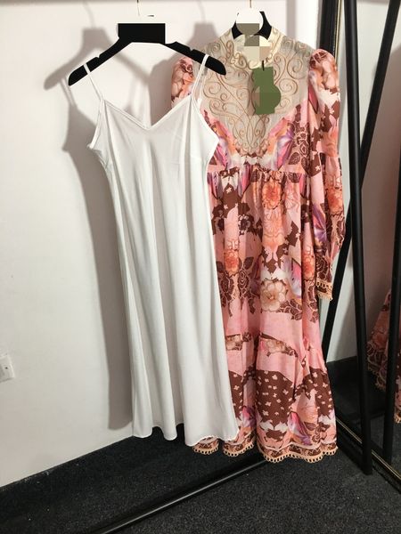 

605 xl 2022 runway dress crew neck long sleeve empire brand same style dress embroidery flora print womens clothes haolai, Black