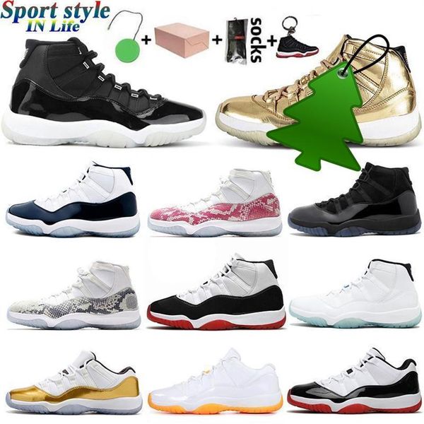 

2022 with box jumpman 11 11s low legend blue men basketball shoes retro concord 45 bred designers metallic gold xi 25th anniversar184v, Black