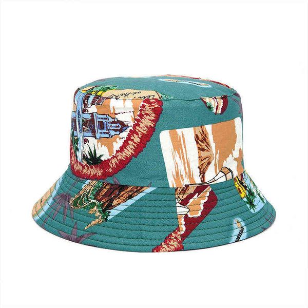 

stingy brim hats fashion beach panama women men fisherman streetwear casual sun cap cotton sunscreen bucket hat caps 220329, Blue;gray