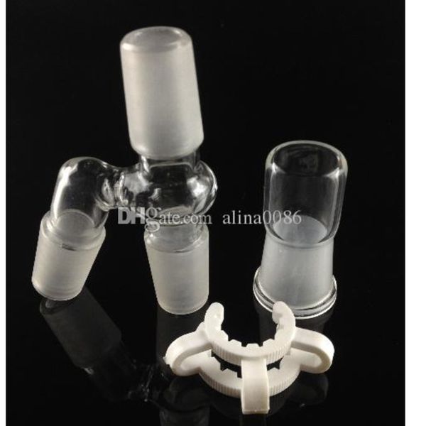 Produttore Adattatore maschio angolato da 14 mm / 19 mm Completo per set di riciclaggio dell'olio per bong in vetro per tubo dell'acqua a 45 gradi