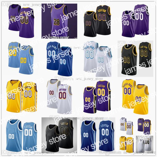

james custom printed 75th basketball jerseys 2022 white city blue yellow black purple gold jersey. message any number and name on, Black;yellow