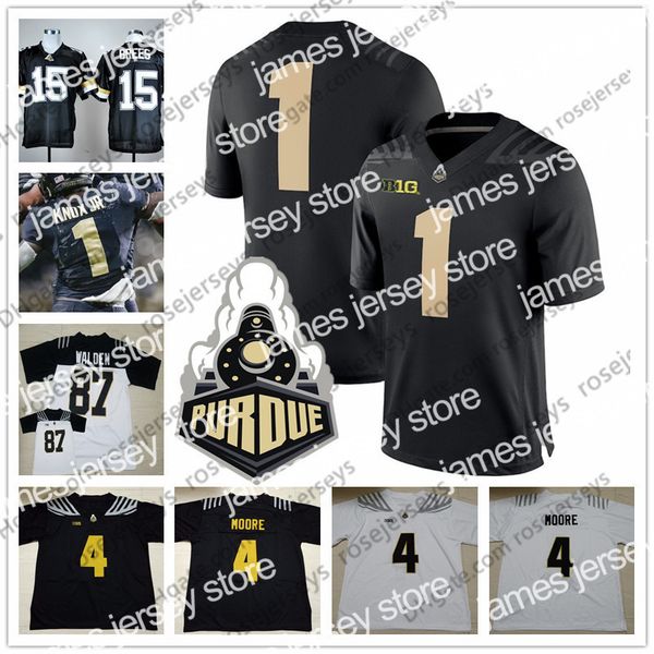 

american college football wear custom purdue boilermakers 2019 football any name number black white #4 rondale moore 2 elijah sindelar brees