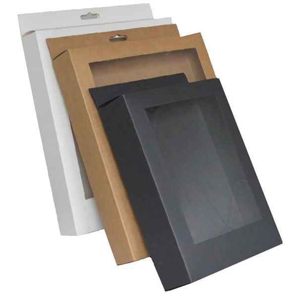 Geschenkverpackung PCs Große Papierbox Großhandel Karton mit Fensteranzeige Schwarz Weiß Kraftverpackung Hochzeit 2022 AufbewahrungsboxGeschenk