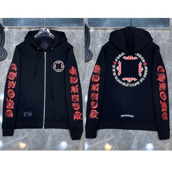 

brand men's luxury jackets zipper men hoodies designer horseshoe cross fashion print ch sweatshirts women loose coat casual pullover h, Black;brown