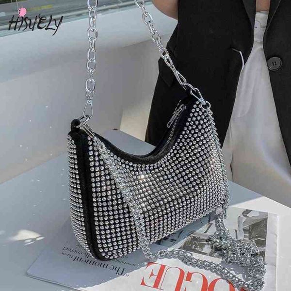 

2022 diamond underarm bags for women summer new quality female pu leather luxury designer handbag shoulder messenger bag bolsos y220405