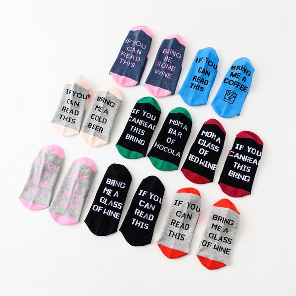 

custom socks if you can read this bring me coffee cotton funny casual autumn spring lovers women men sock, Pink;yellow