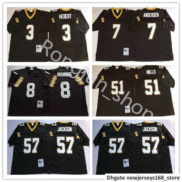 

vintage ncaa men 57 rickey jackson 7 morten andersen 3 bobby hebert 51 sam mills black stitched college football jerseys