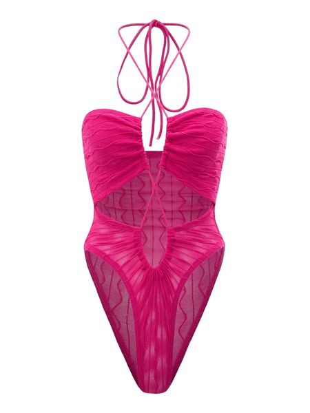 

cut out crisscross tie backless textured halter bodysuit v3ek#, White