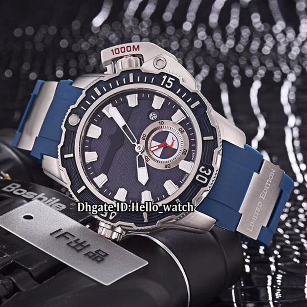

46mm big size date maxi marine diver 3203-500le-3/93-hammer blue dial automatic mens watch steel case blue rubber strap sport wris280s, Slivery;brown