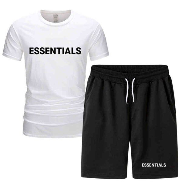 

50% discount bagssummer essentials new fashion brand men's short sleeved t-shirt shorts casual sportswear two piece set, White;black