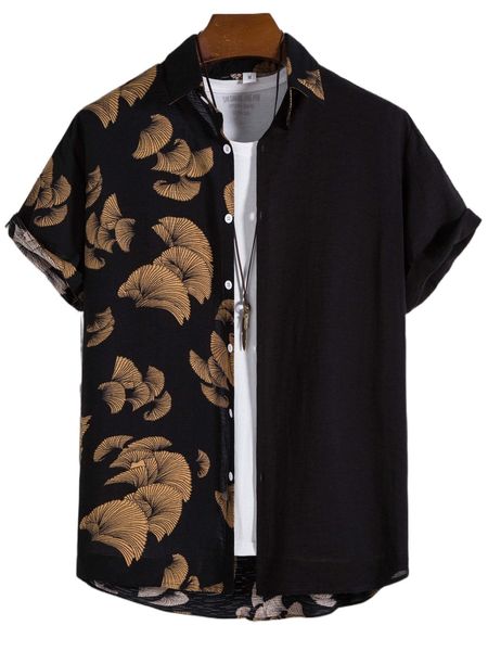 

men random ginkgo print shirt without tee t4tx#, White;black