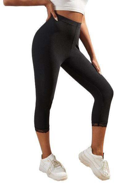 

contrast lace high waist leggings h8sy#, White;black