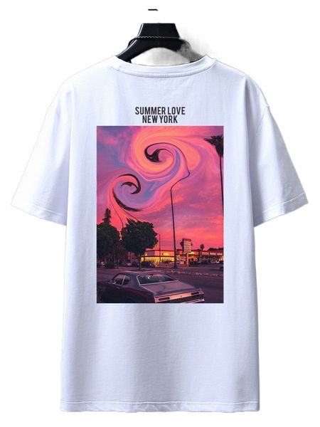 

men car & slogan graphic tee v2bi#, White;black