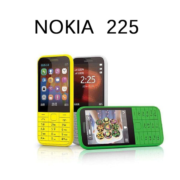 Разблокированные оригинальные восстановленные сотовые телефоны 225 Оригинал Nokia 225 Одноядерный 2,8-дюймовый 2-мегапиксельная камера 2G GSM FM Bluetooth Mp3-плеер Телефон