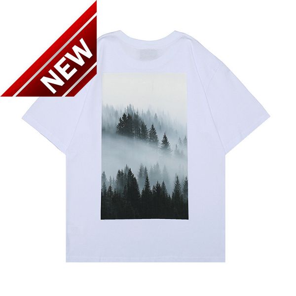 

50% off discount feel of god essentials fog double line forest cloud sea high street tide brand ins loose short sleeve t-shirt, White;black