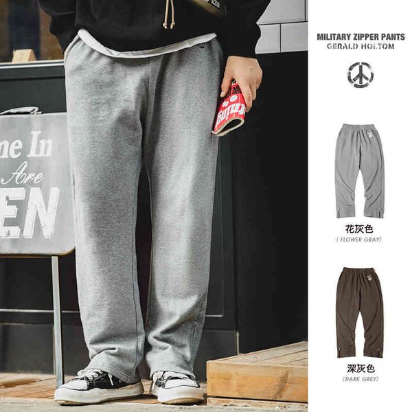 

men's pants madden tooling medium waist straight tube gray guard pants printed elastic zipper sports long men's autumn and winter, Black