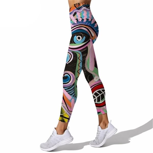 

women leggings polynesia abstract art print high waist elasticity 3d legging fashion female for outdoor sweatpants w220617, Black