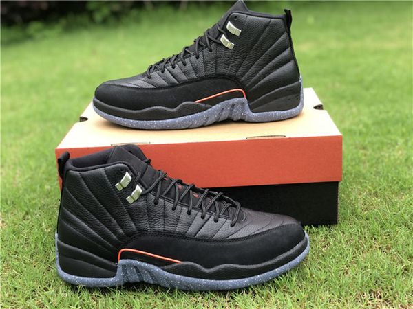 

shoes jumpman 12 black orange real carbon genuine leather designer sneakers