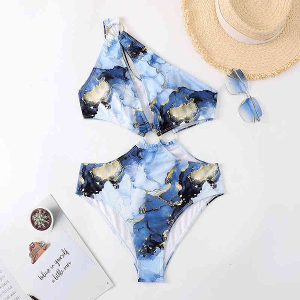 

marble printed women's bikini one-piece swimsuit women, White;black
