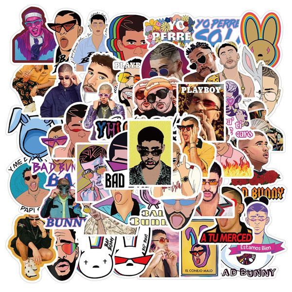 

50pcs bad bunny stickers pack for lapskateboard motorcycle decals