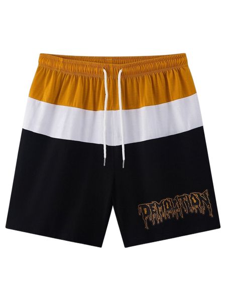 

men color block letter graphic shorts n27o#, White;black
