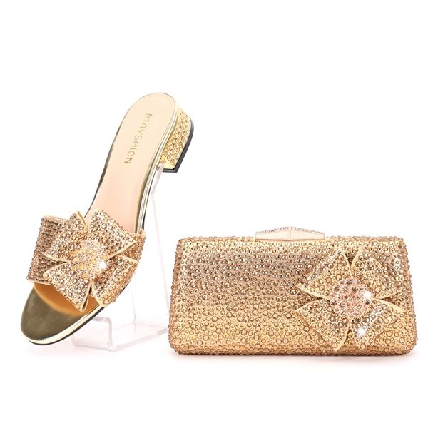 

italian design african nigerian high heel party crystal rhinestones wedding shoes and hand held straddle dinner bag slip 220721, Black