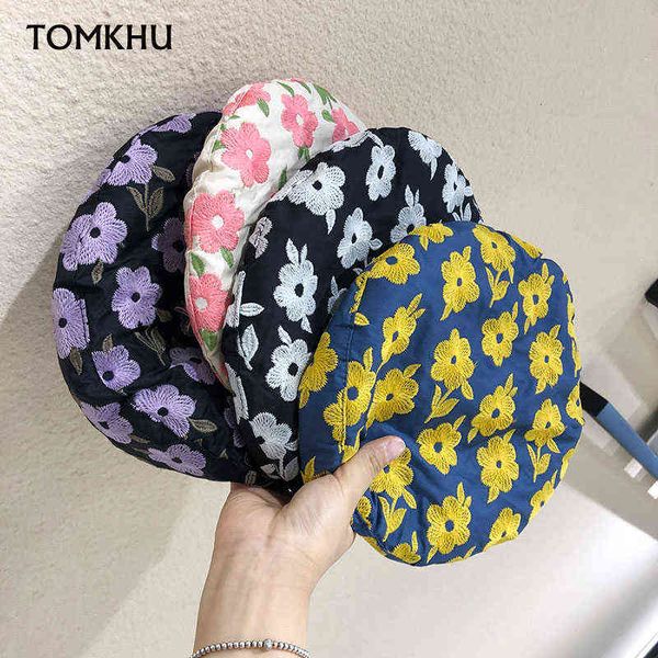 

spring summer new lace beret painter newsboy edition retro fashion octagonal cap floral embroidery beret boina skullies hats j220722, Blue;gray