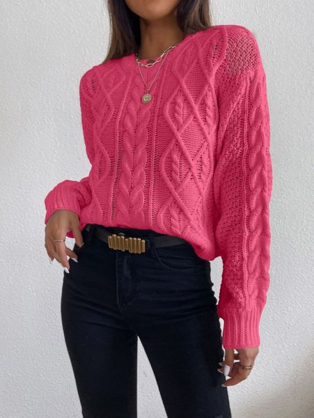 

cable knit drop shoulder sweater w7cs#, White;black