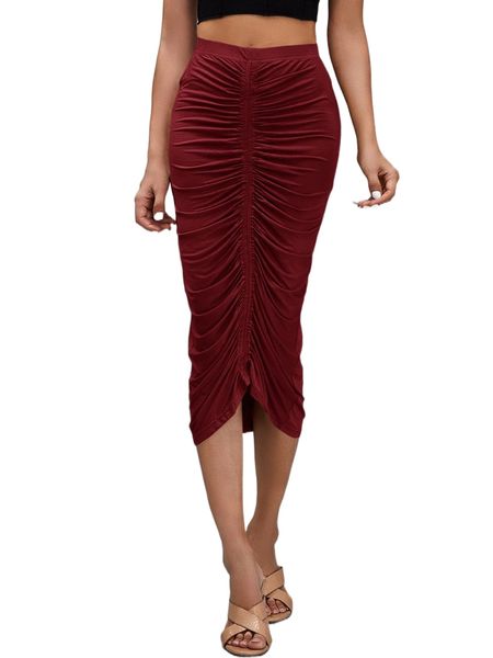 

ruched front pencil skirt h4sg#, Black