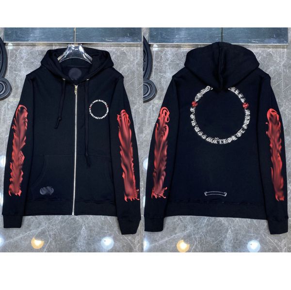

mens brand classic sweatshirts ch fashion designer hoodies horseshoe cross print jacket women casual quality luxury pullover hooded loose h, Black