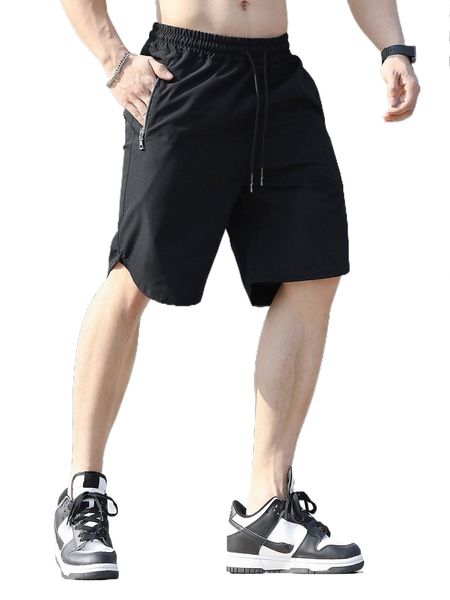 

men zip pocket drawstring waist shorts l63f#, White;black