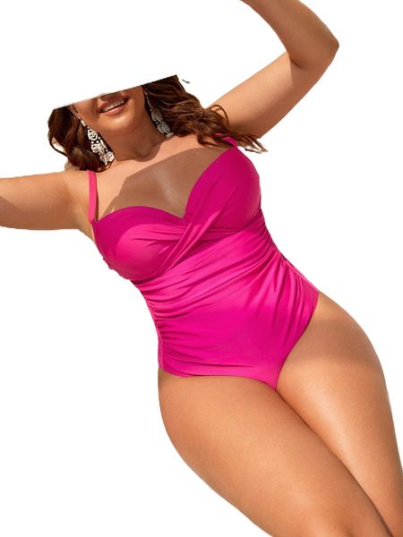 

plus ruched wrap cross push up one piece swimsuit b3jo#, White;black