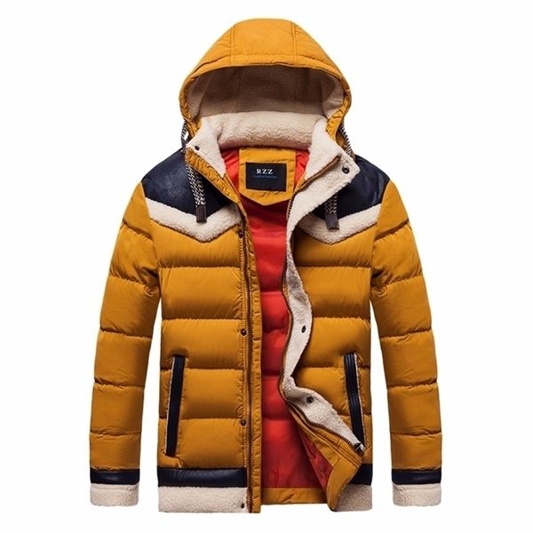 

men winter outdoor hoods warm thick fleece jacket parkas men new menswear casual adventure waterbreaker parkas coat men t200102, Black