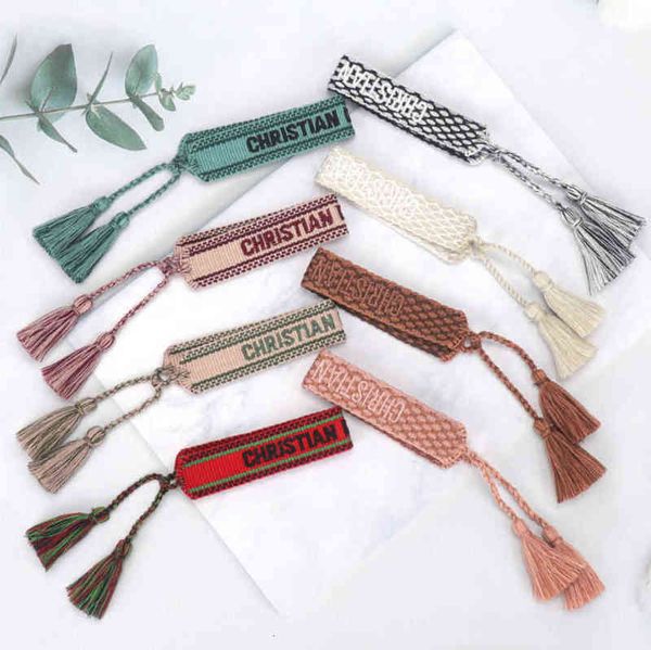 

fashion luxury brand embroidery bracelets classic women men bangles friendship charm bangle woven adjustable tassel vintage couple braided j, Golden;silver