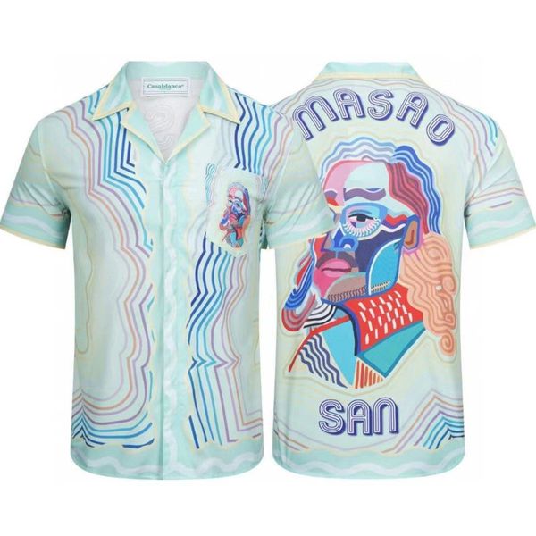 Camisa casual de casual casual camisetas havaianas estampa de seda curta camiseta de manga curta p￳lo tshirt t1