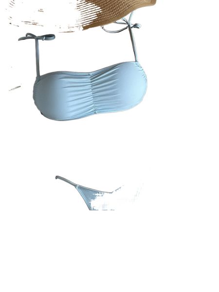 

ruched tie shoulder bikini swimsuit k6da#, White;black