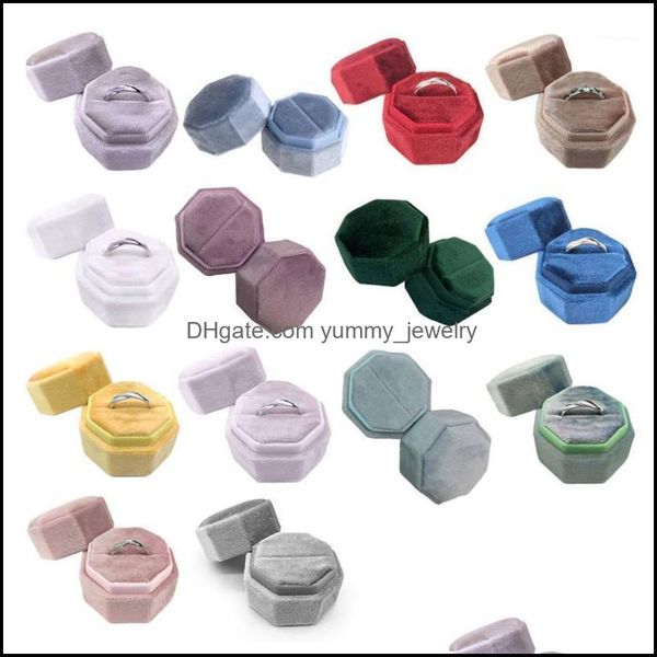 

jewelry pouches bags packaging display veet single ring box octagon wedding ceremony with detachable lid1 drop delivery 2021 xrzs0, Pink;blue