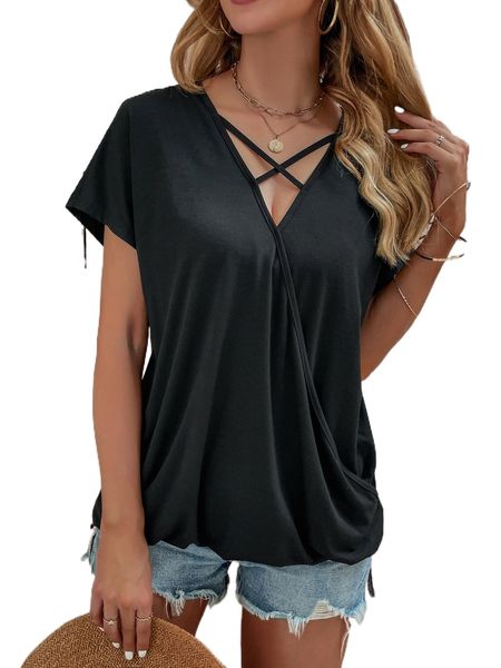 

criss cross wrap tee l5hm#, White